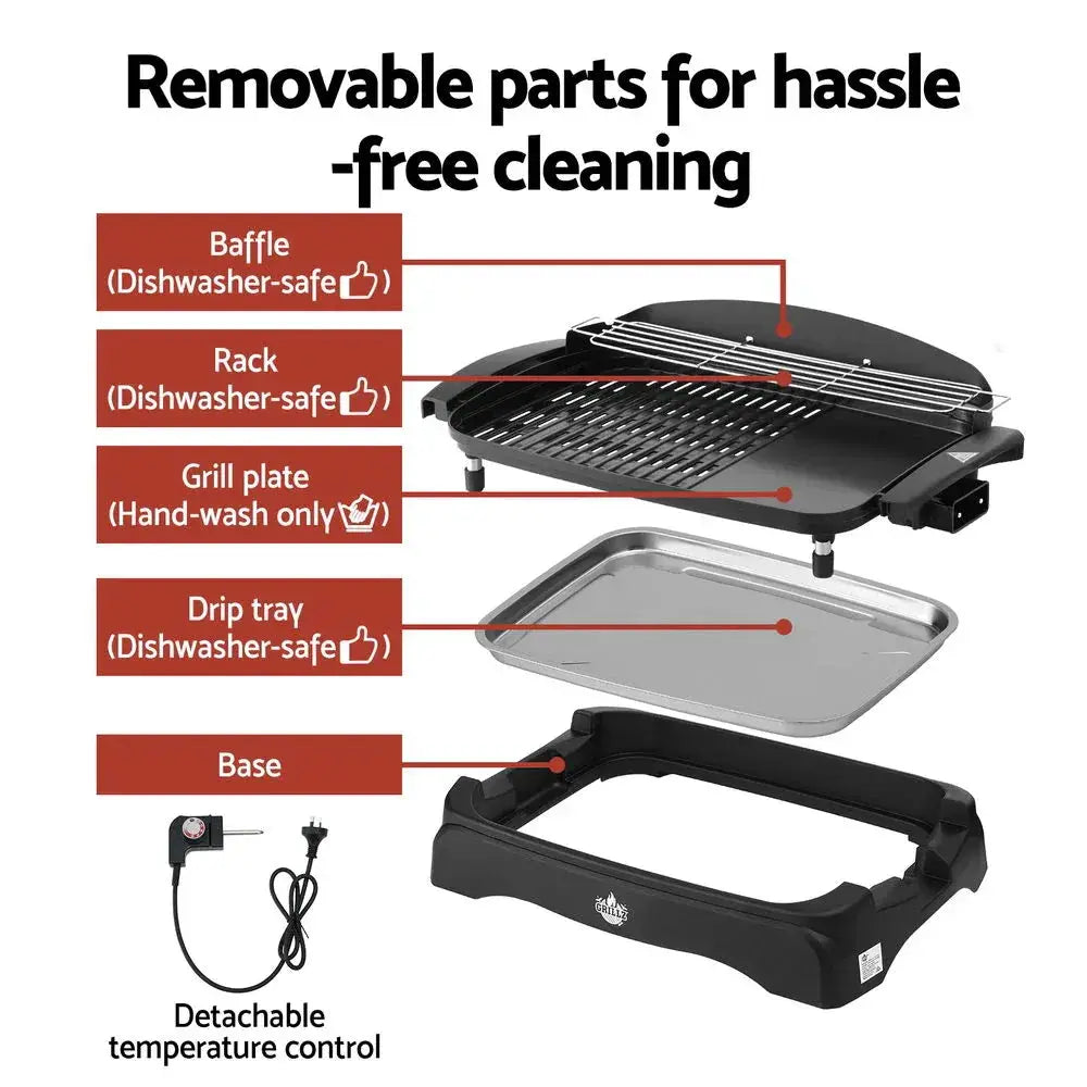 Grillz 1950W Electric BBQ Grill Non-stick Plate for Indoor Outdoor - BBQ Backyard Supply Co