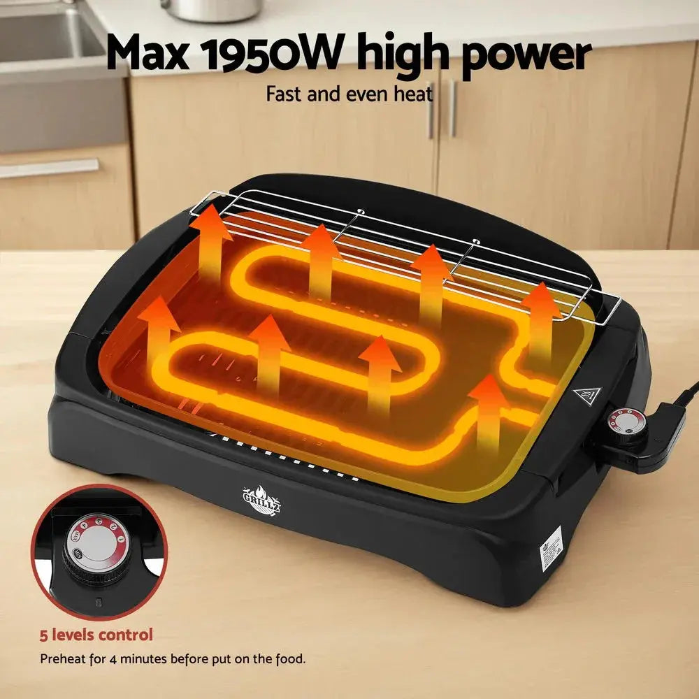 Grillz 1950W Electric BBQ Grill Non-stick Plate for Indoor Outdoor - BBQ Backyard Supply Co