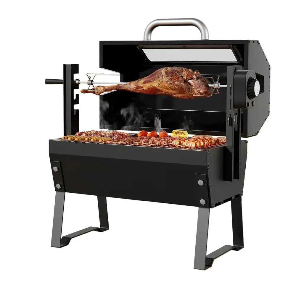 Grillz BBQ Grill Charcoal Electric Smoker Roaster – 2‑in‑1 Steel BBQ & Rotisserie - BBQ Backyard Supply Co