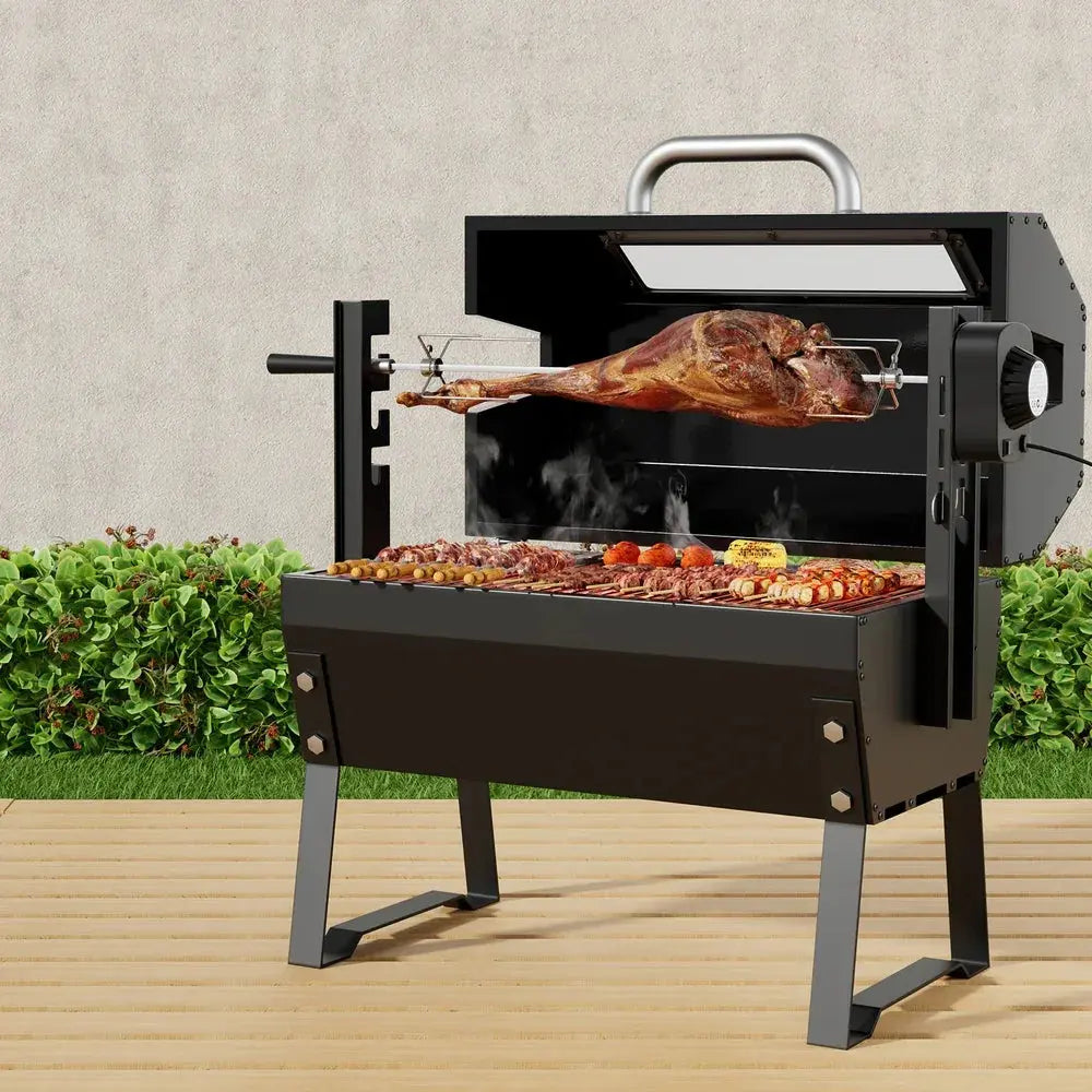 Grillz BBQ Grill Charcoal Electric Smoker Roaster – 2‑in‑1 Steel BBQ & Rotisserie - BBQ Backyard Supply Co