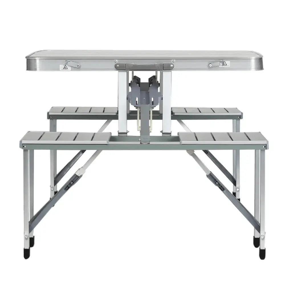 Weisshorn Folding Camping Table Set - Outdoor Picnic & BBQ Table With 2 Bench Chairs - BBQ Backyard Supply Co