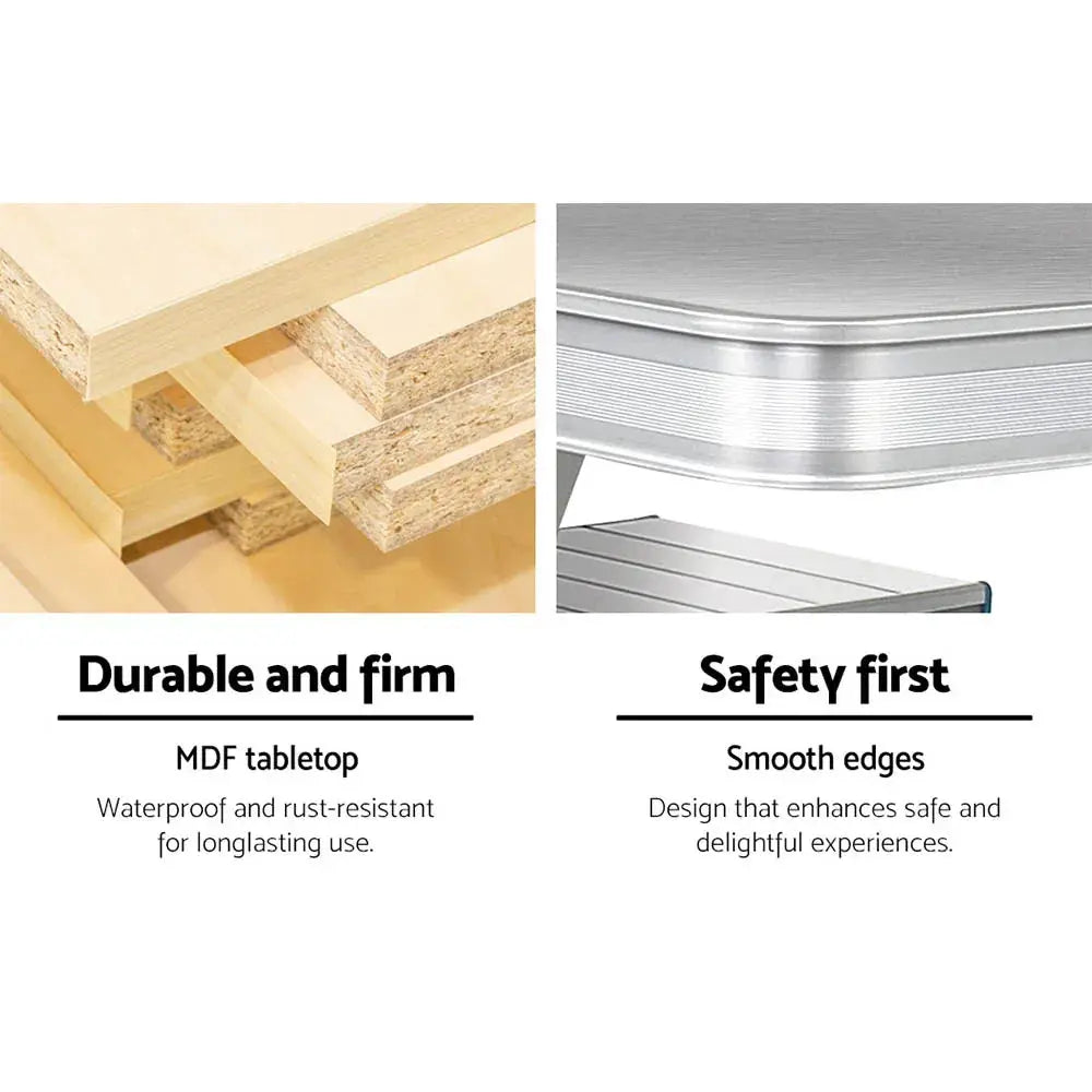 Weisshorn Folding Camping Table Set - Outdoor Picnic & BBQ Table With 2 Bench Chairs - BBQ Backyard Supply Co