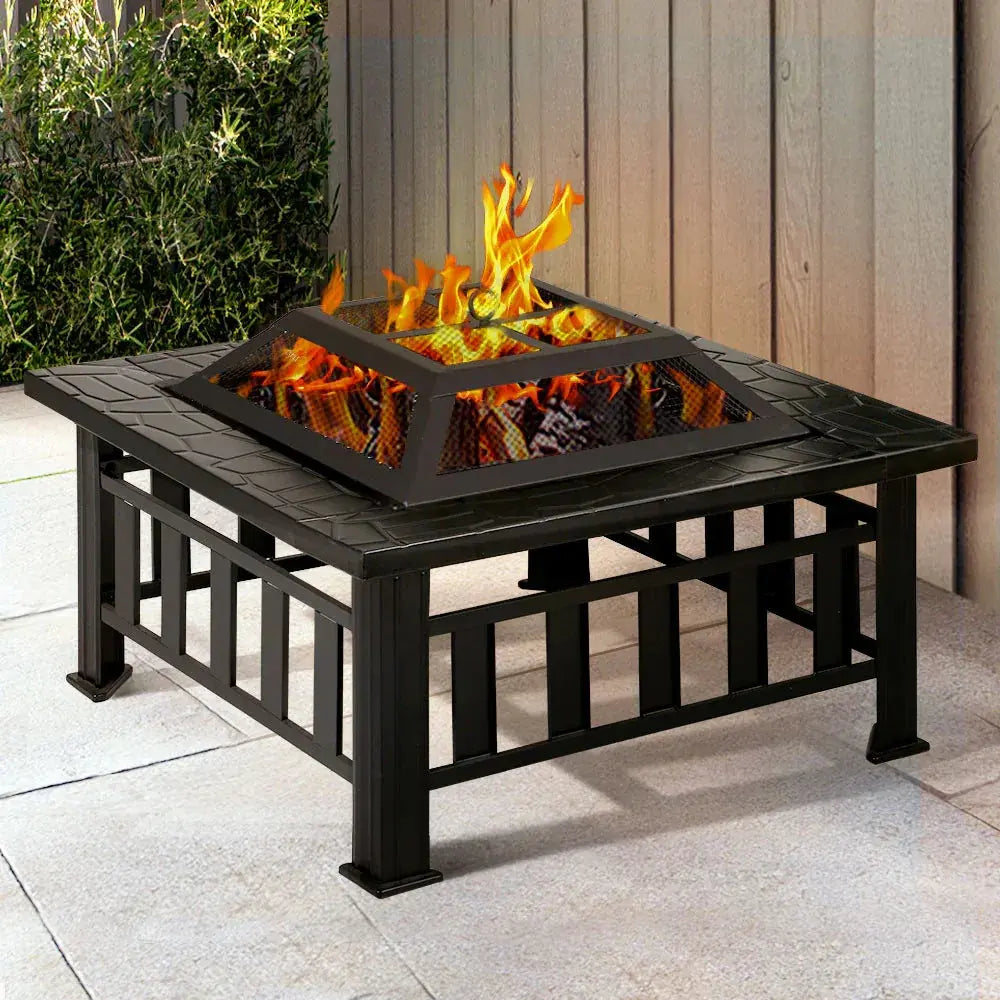 Grillz Fire Pit BBQ Grill 2‑in‑1 Table – Outdoor Fire Pit, BBQ Grill, Powder‑Coated Steel, All‑Season Use - BBQ Backyard Supply Co
