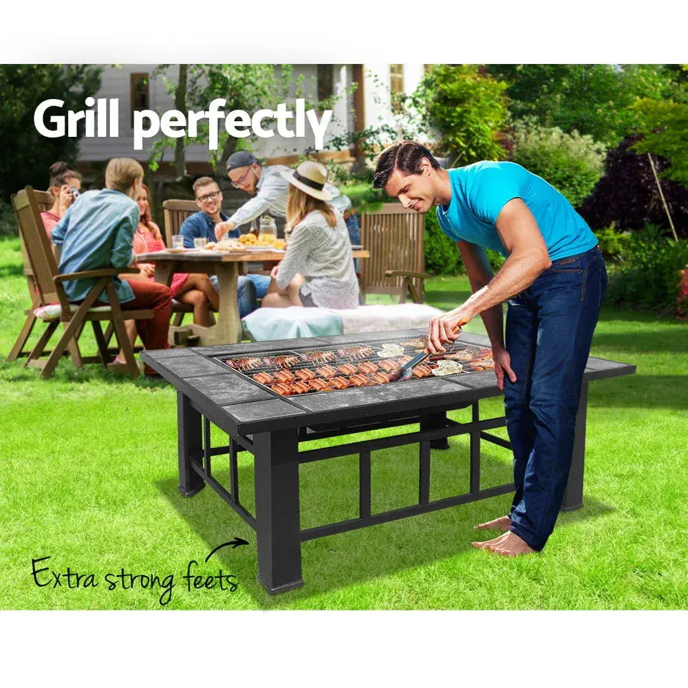 Grillz Fire Pit BBQ Grill Ice Bucket 3‑in‑1 Table – Outdoor Fire Pit, BBQ Grill & Ice Bucket, Powder‑Coated Steel - BBQ Backyard Supply Co