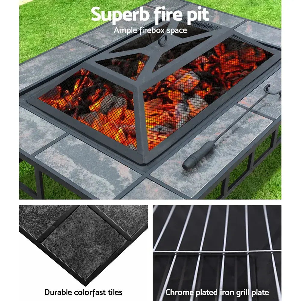 Grillz Fire Pit BBQ Grill Ice Bucket 3‑in‑1 Table – Outdoor Fire Pit, BBQ Grill & Ice Bucket, Powder‑Coated Steel - BBQ Backyard Supply Co