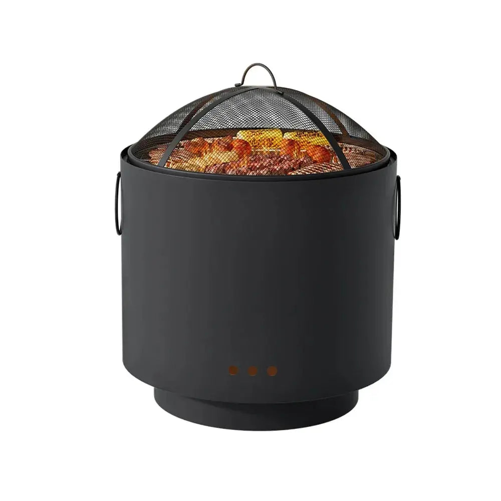 Grillz Portable Fire Pit BBQ – Deep Bowl Outdoor Fireplace, 45cm Grill, Spark-Proof Mesh Lid - BBQ Backyard Supply Co