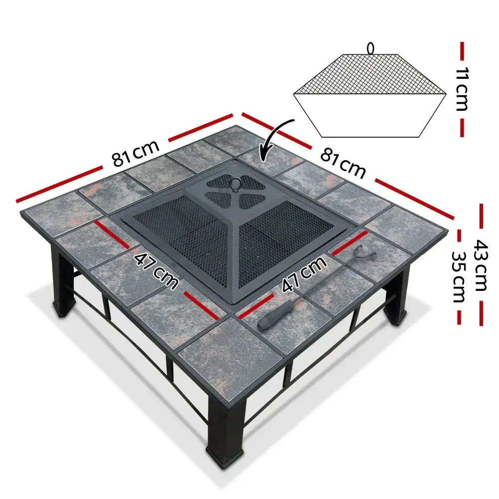 Grillz Fire Pit BBQ Grill Ice Bucket 4‑in‑1 Table – Outdoor Fire Pit, BBQ Grill, Ice Bucket & Alfresco Table, Powder‑Coated Steel - BBQ Backyard Supply Co