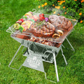 Grillz 2-in-1 Portable Fire Pit BBQ Grill – Stainless Steel, Height-Adjustable Rack, Carry Bag Included - BBQ Backyard Supply Co