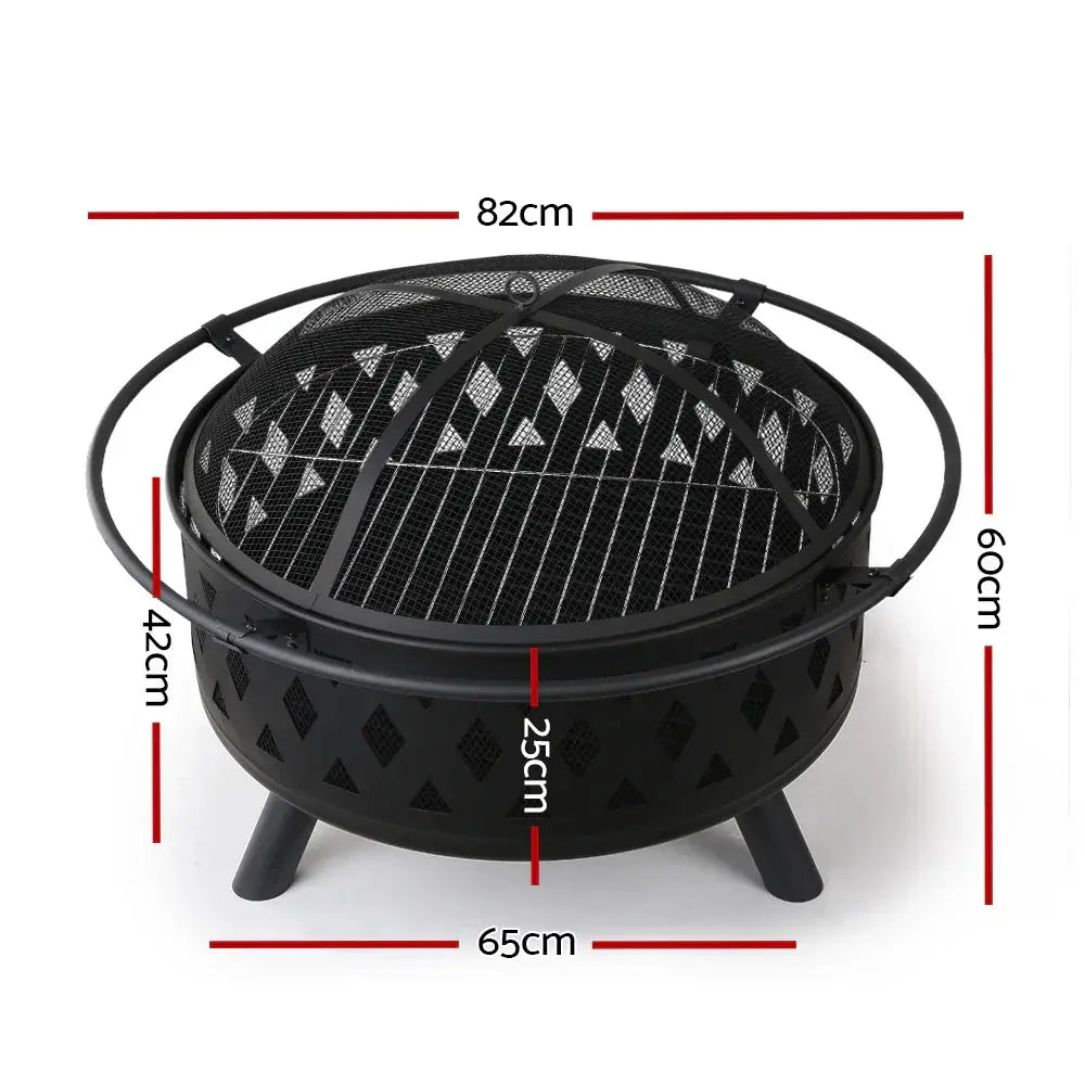 Grillz Fire Pit BBQ Grill 82 cm - 2‑in‑1 Outdoor Fire & Cooking Station - BBQ Backyard Supply Co