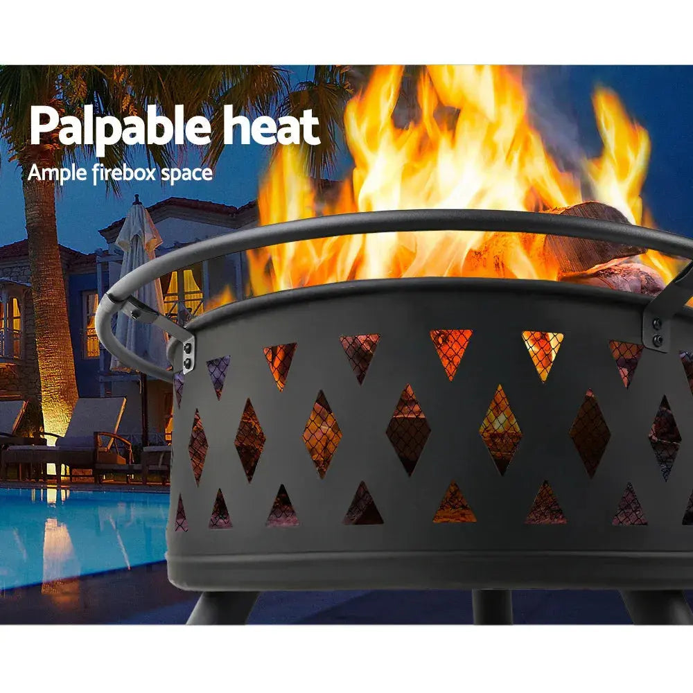 Grillz Fire Pit BBQ Grill 82 cm - 2‑in‑1 Outdoor Fire & Cooking Station - BBQ Backyard Supply Co