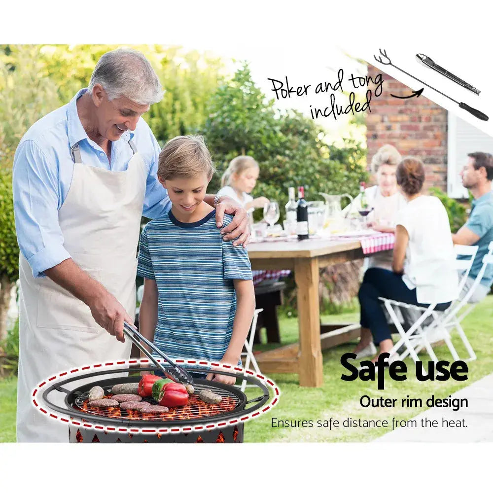 Grillz Fire Pit BBQ Grill 82 cm - 2‑in‑1 Outdoor Fire & Cooking Station - BBQ Backyard Supply Co
