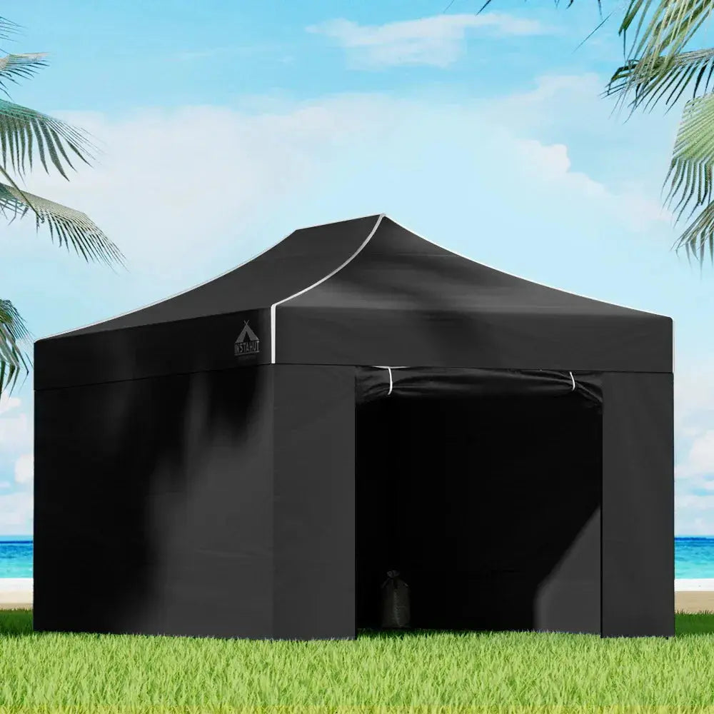 Instahut 3x4.5m Pop‑Up Gazebo – Black Outdoor Shade - BBQ Backyard Supply Co