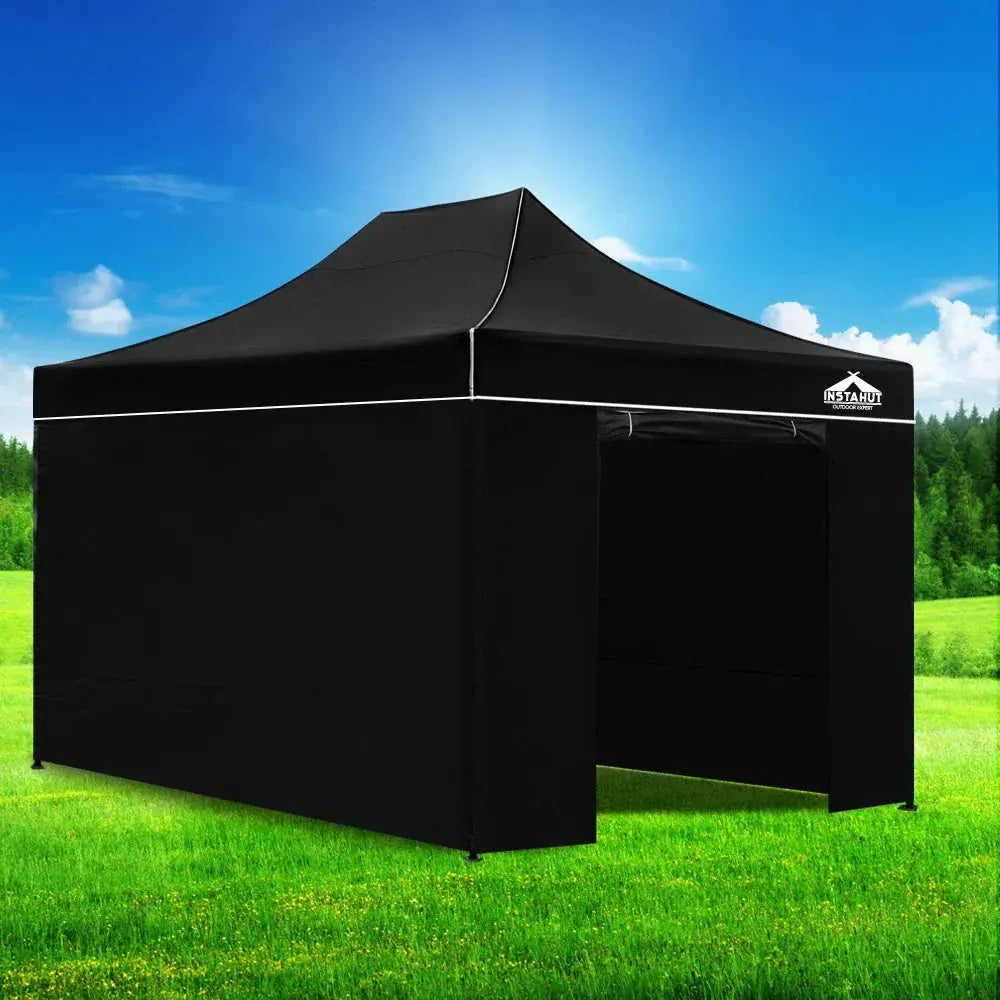 Instahut 3x4.5m Pop‑Up Gazebo – Black Outdoor Shade - BBQ Backyard Supply Co