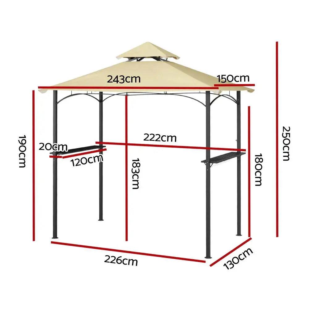Instahut Gazebo Outdoor Patio Marquee BBQ Grill Shelter – Beige - BBQ Backyard Supply Co
