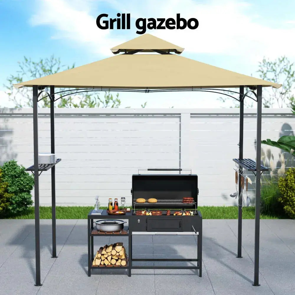 Instahut Gazebo Outdoor Patio Marquee BBQ Grill Shelter – Beige - BBQ Backyard Supply Co