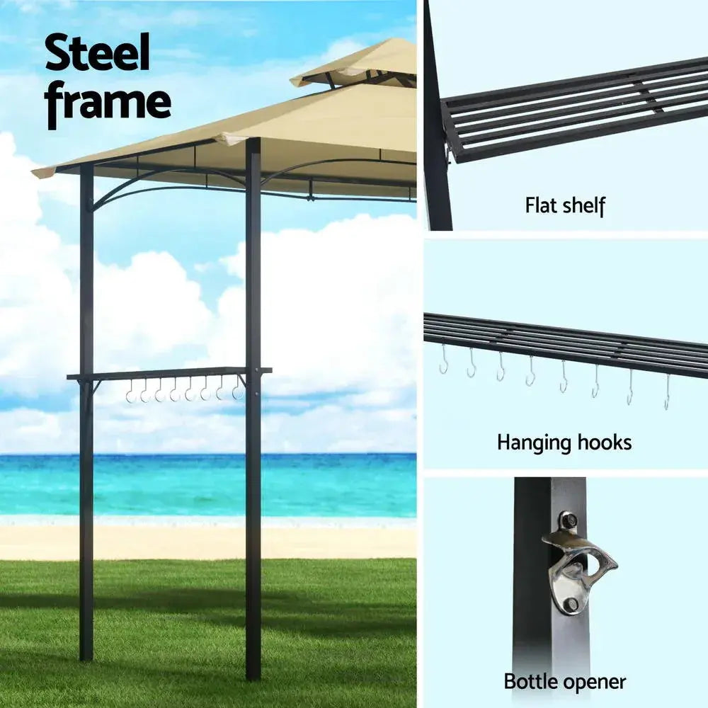 Instahut Gazebo Outdoor Patio Marquee BBQ Grill Shelter – Beige - BBQ Backyard Supply Co