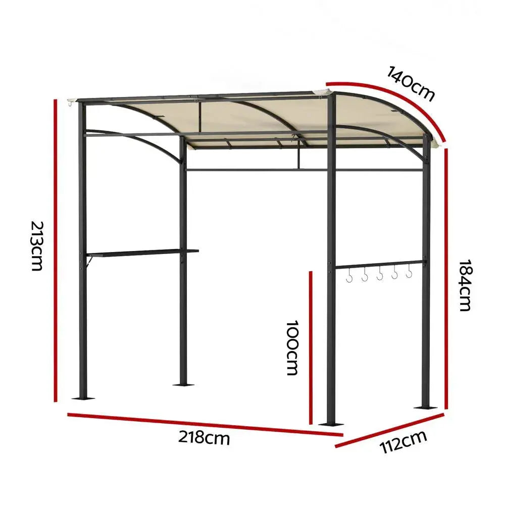 Instahut Gazebo Outdoor BBQ Grill Patio Marquee – Beige Garden Shade with Shelf & Hooks - BBQ Backyard Supply Co