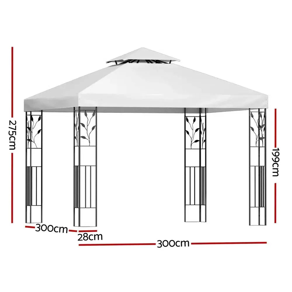 Instahut Gazebo 3x3m Marquee Outdoor Wedding Party Tent – White Iron Art Shade - BBQ Backyard Supply Co