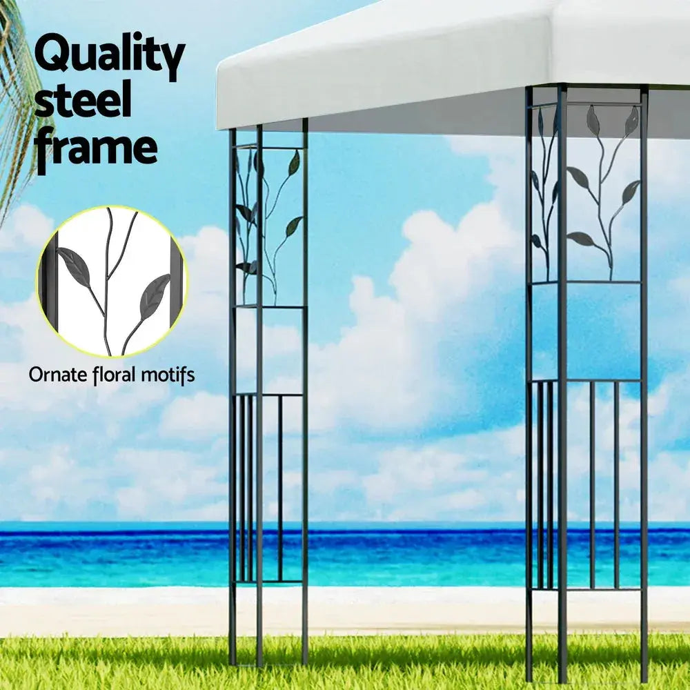 Instahut Gazebo 3x3m Marquee Outdoor Wedding Party Tent – White Iron Art Shade - BBQ Backyard Supply Co