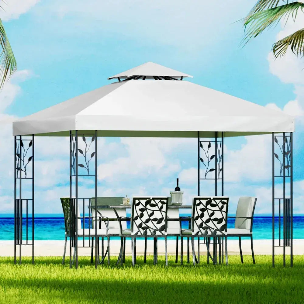 Instahut Gazebo 3x3m Marquee Outdoor Wedding Party Tent – White Iron Art Shade - BBQ Backyard Supply Co