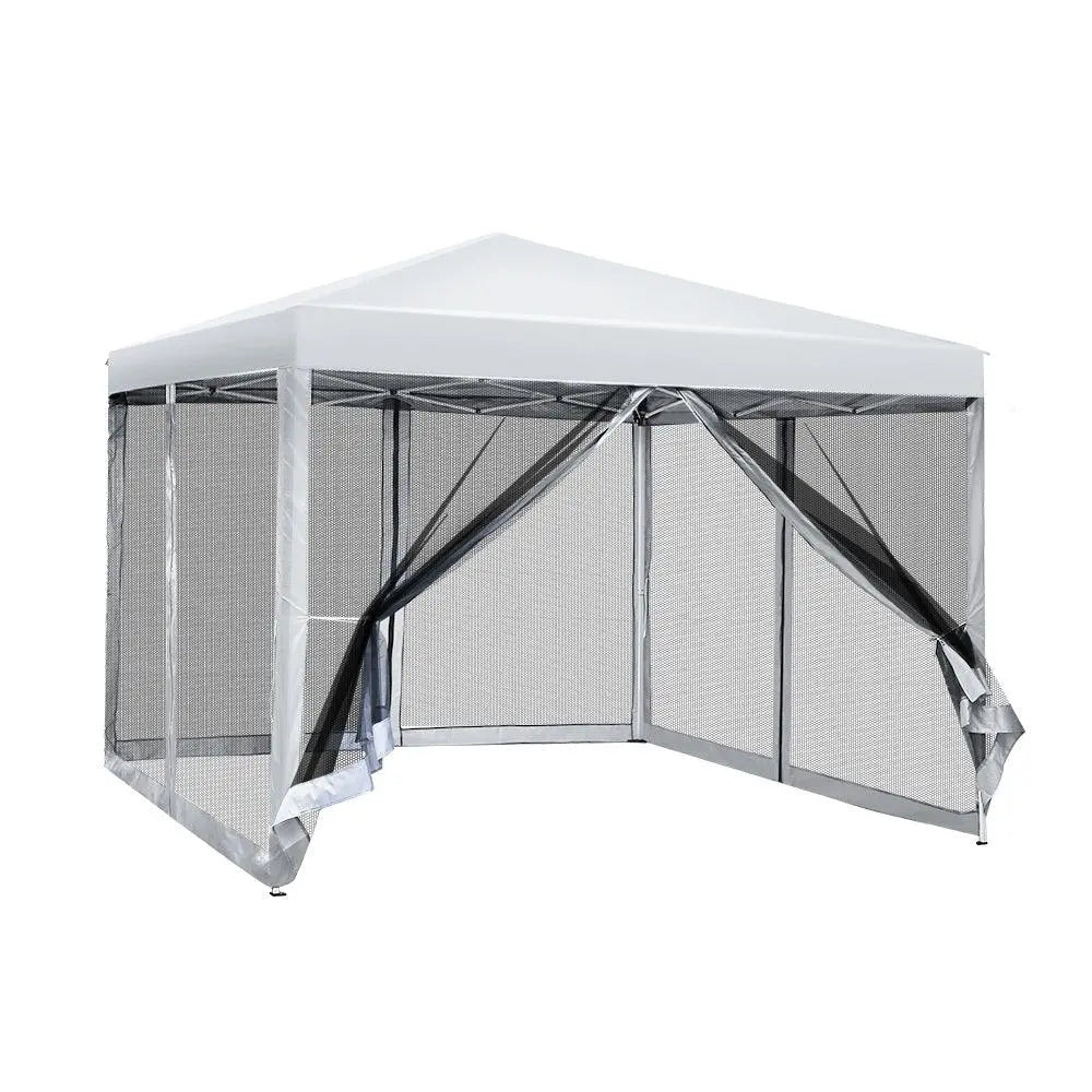 Instahut 3x3m Pop‑Up Gazebo – White Outdoor Shade with Full Mesh Walls - BBQ Backyard Supply Co