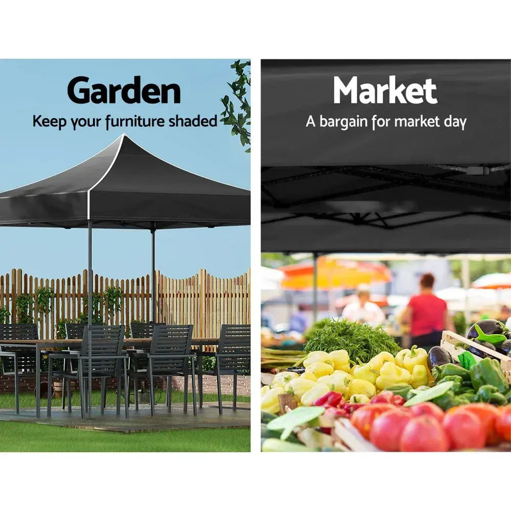Instahut 3x3m Pop‑Up Gazebo – Black Outdoor Shade - BBQ Backyard Supply Co