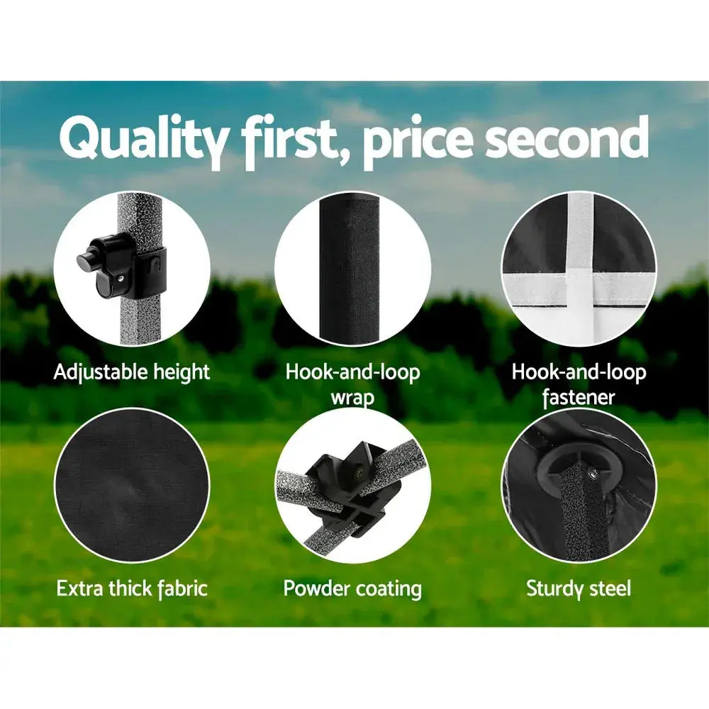Instahut 3x3m Pop‑Up Gazebo – Black Outdoor Shade - BBQ Backyard Supply Co