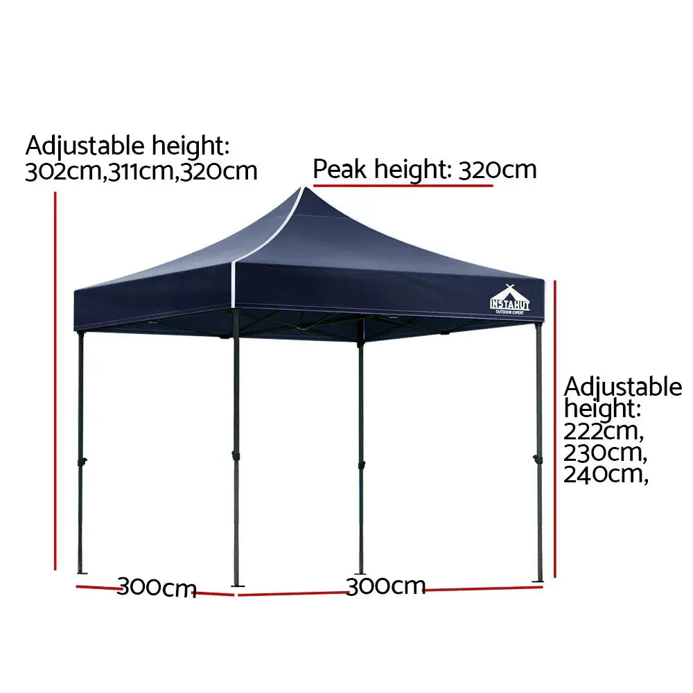 Instahut 3x3m Pop‑Up Gazebo – Navy Outdoor Shade - BBQ Backyard Supply Co