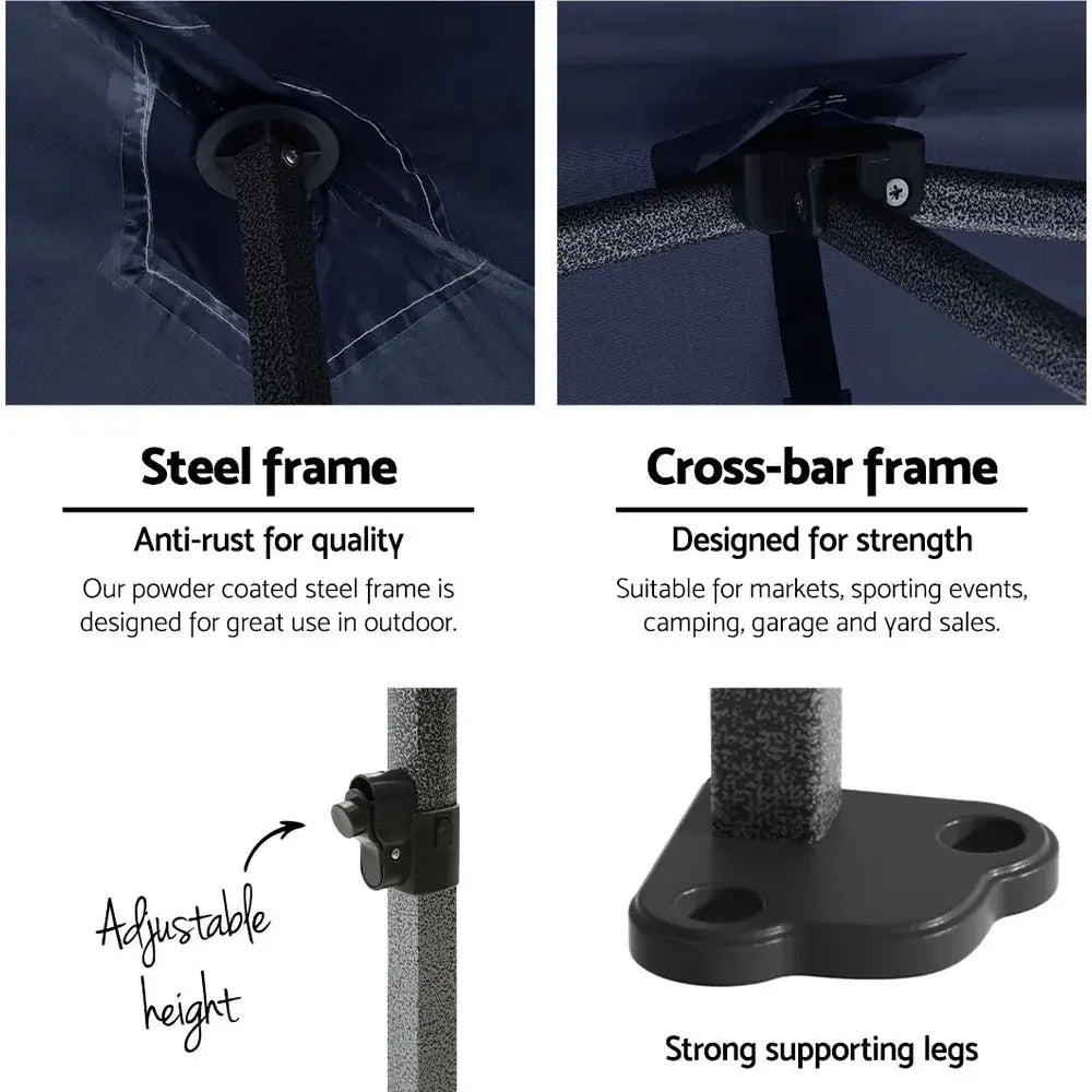 Instahut 3x3m Pop‑Up Gazebo – Navy Outdoor Shade - BBQ Backyard Supply Co