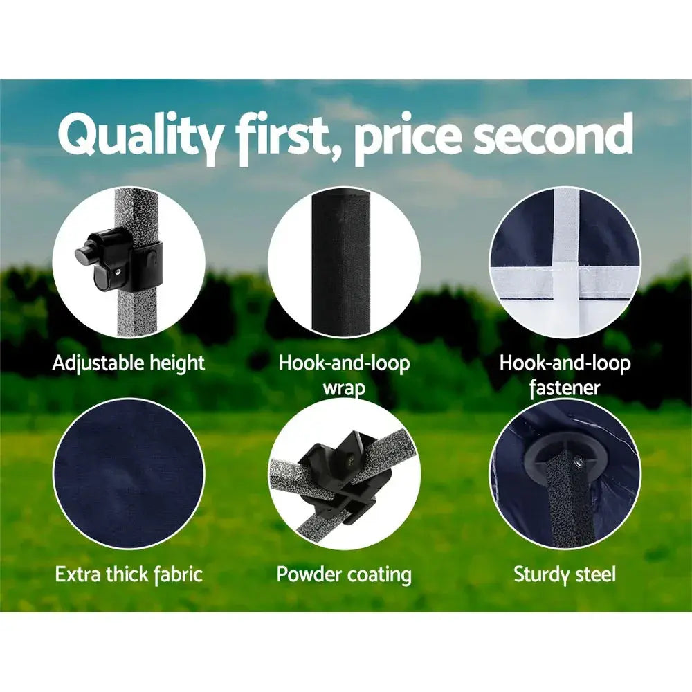 Instahut 3x3m Pop‑Up Gazebo – Navy Outdoor Shade - BBQ Backyard Supply Co
