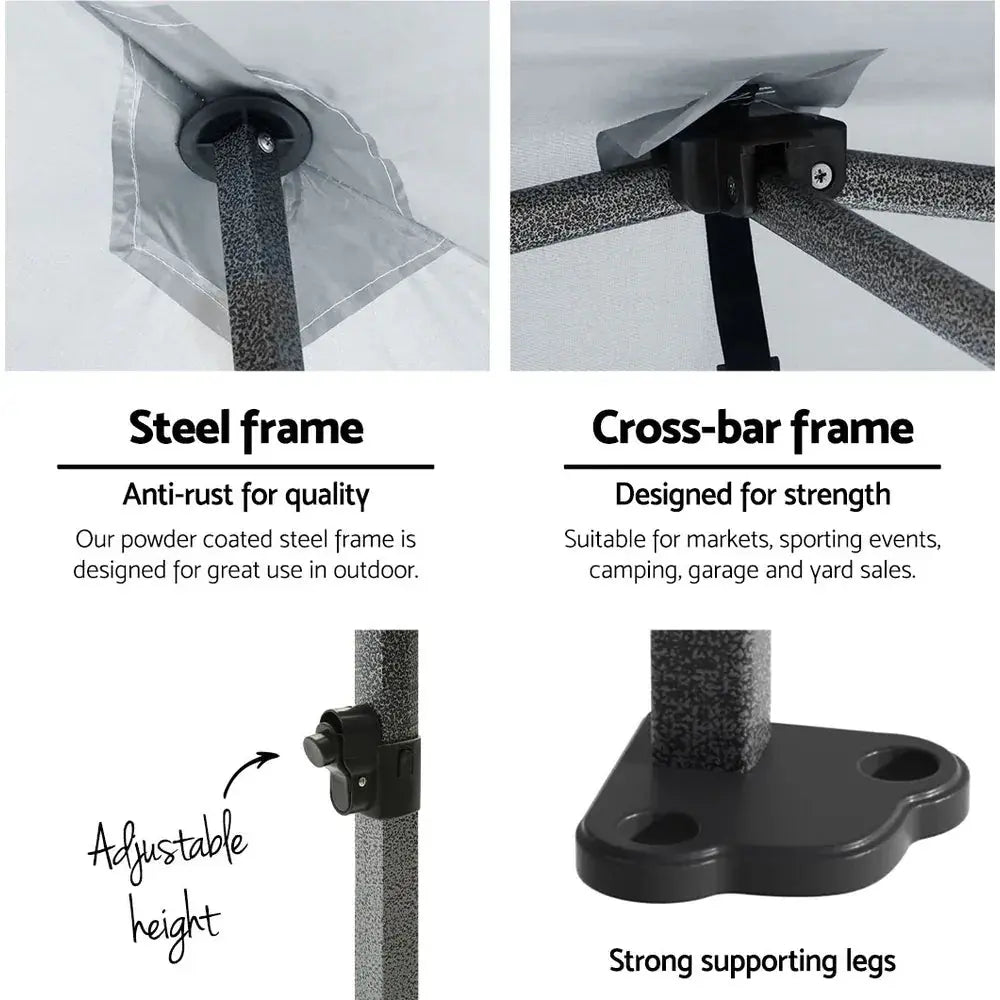 Instahut 3x3m Pop‑Up Gazebo – White Outdoor Shade - BBQ Backyard Supply Co