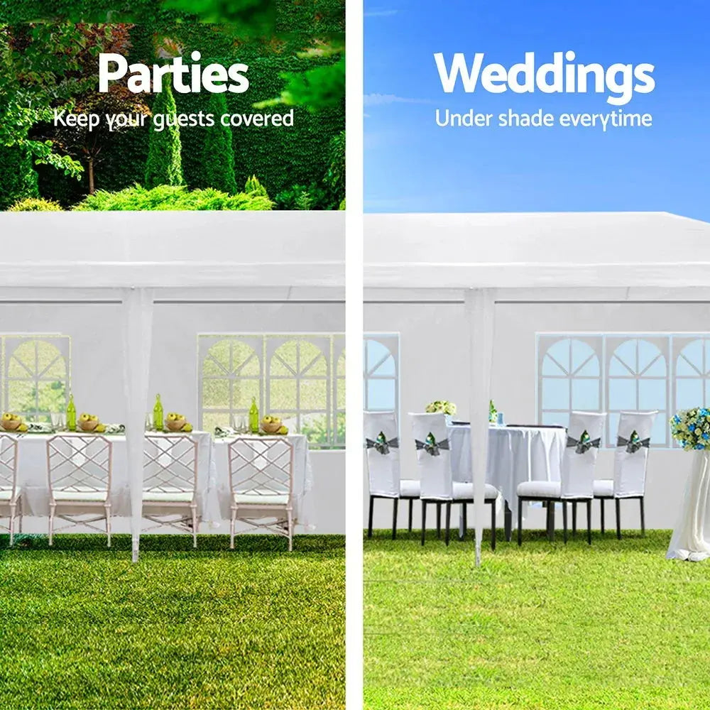 Instahut Gazebo 3x9m Marquee Wedding Party Tent – White Outdoor Canopy with Side Walls - BBQ Backyard Supply Co