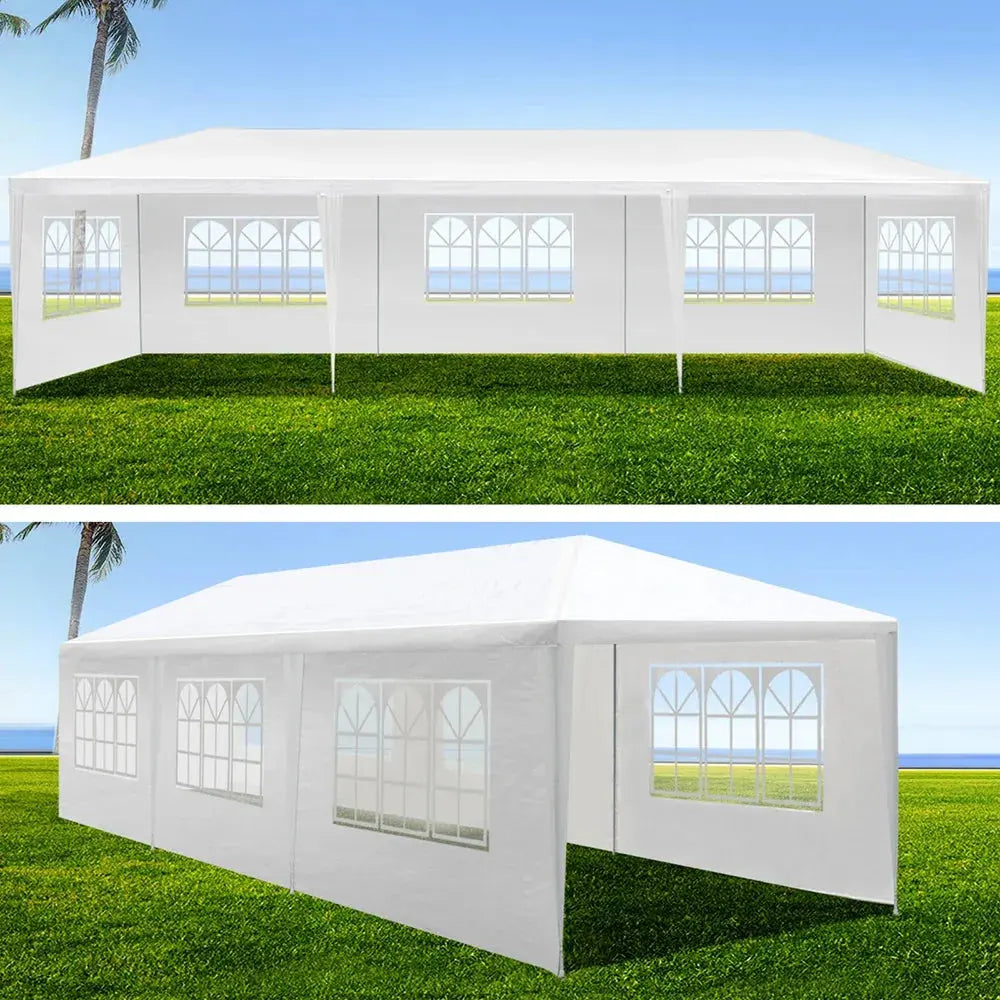 Instahut Gazebo 3x9m Marquee Wedding Party Tent – White Outdoor Canopy with Side Walls - BBQ Backyard Supply Co