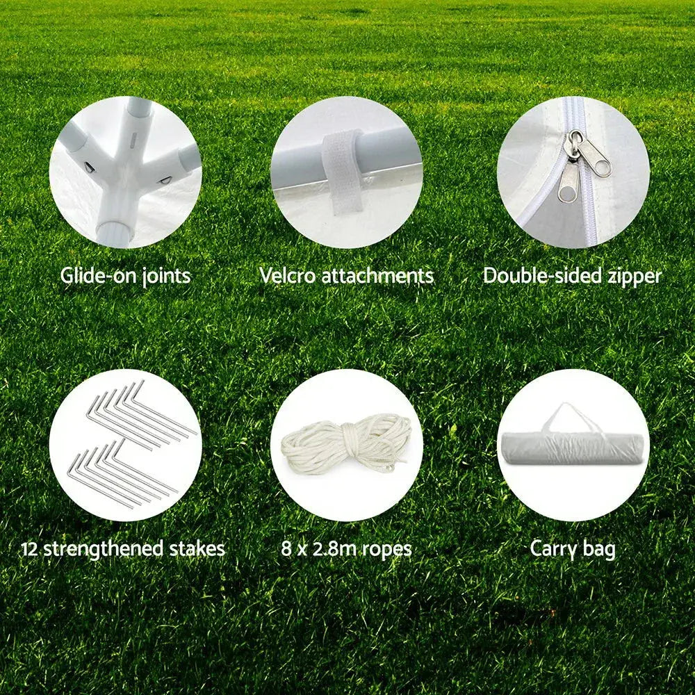 Instahut Gazebo 3x9m Marquee Wedding Party Tent – White Outdoor Canopy with Side Walls - BBQ Backyard Supply Co
