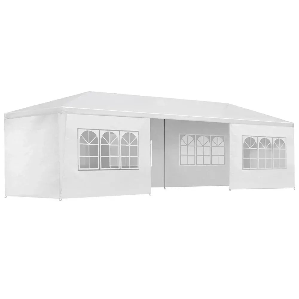 Instahut Gazebo 3x9m Marquee Wedding Party Tent – White Outdoor Canopy with Side Walls - BBQ Backyard Supply Co