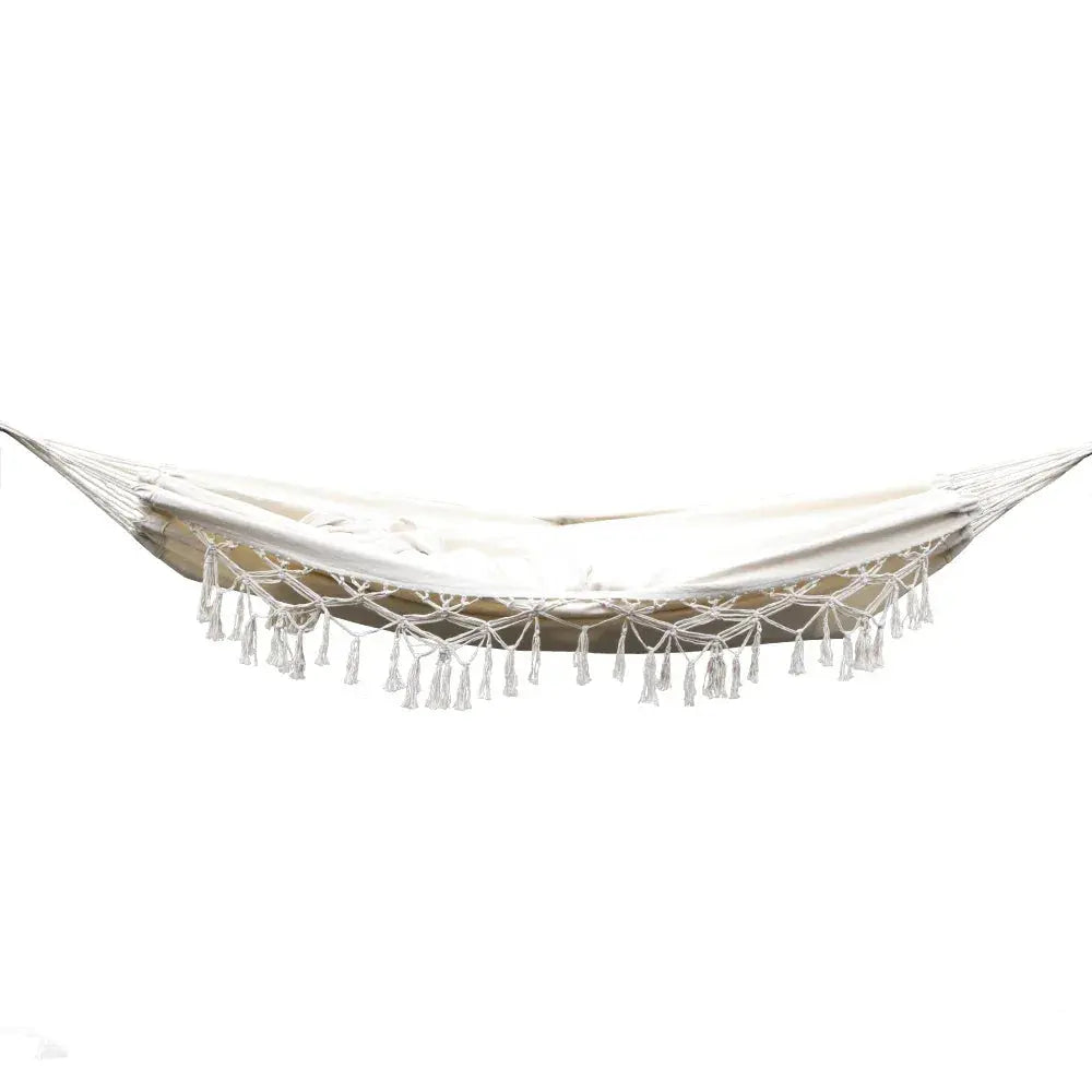 Gardeon Hammock Bed Rope Tassel Cream - BBQ Backyard Supply Co