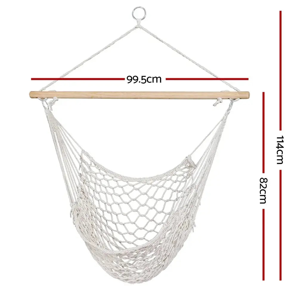 Gardeon Hammock / Swing Chair Mesh Cream - BBQ Backyard Supply Co