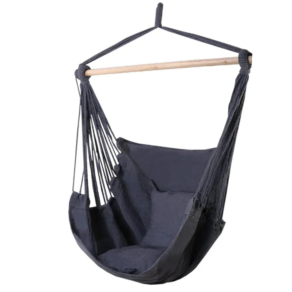 Gardeon Hanging Hammock / Swing Chair - Cushion Pillow Grey - BBQ Backyard Supply Co