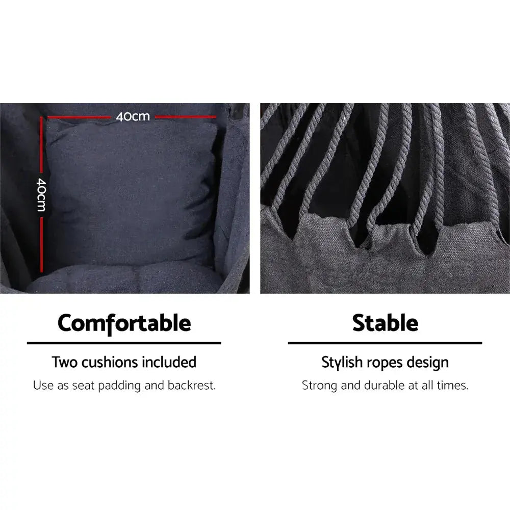 Gardeon Hanging Hammock / Swing Chair - Cushion Pillow Grey - BBQ Backyard Supply Co