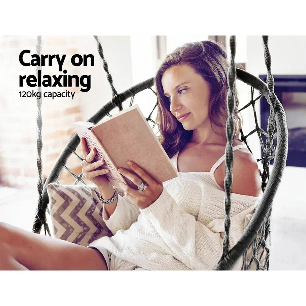 Gardeon Hammock Swing Chair Grey - BBQ Backyard Supply Co
