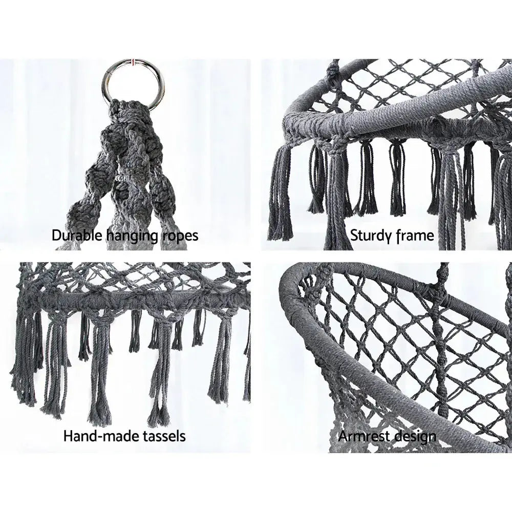 Gardeon Hammock Swing Chair Grey - BBQ Backyard Supply Co