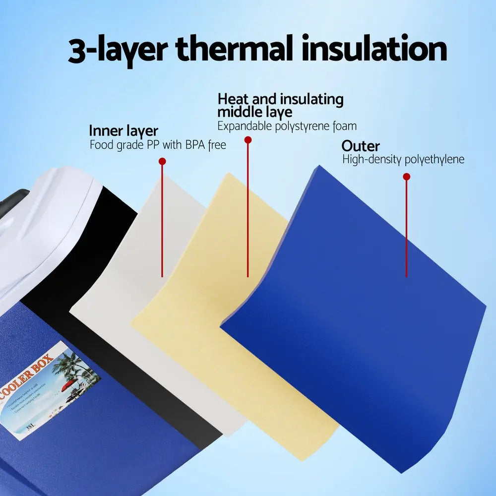 Glacio 38L Portable Ice Cooler Box With Wheels Camping Fridge BBQ Backyard Supply Co