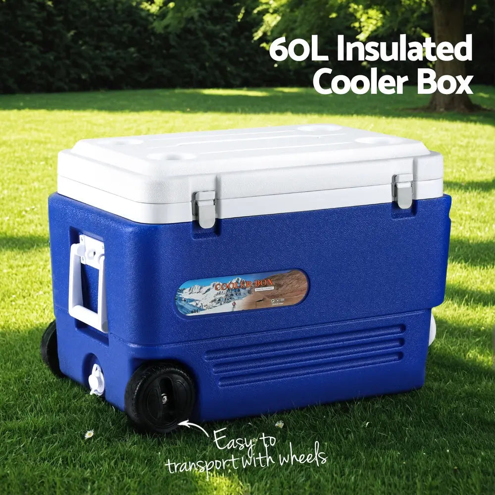Glacio 60L Portable Ice Cooler Box With Wheels Camping Fridge BBQ Backyard Supply Co