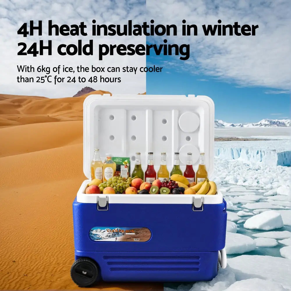 Glacio 60L Portable Ice Cooler Box With Wheels Camping Fridge BBQ Backyard Supply Co