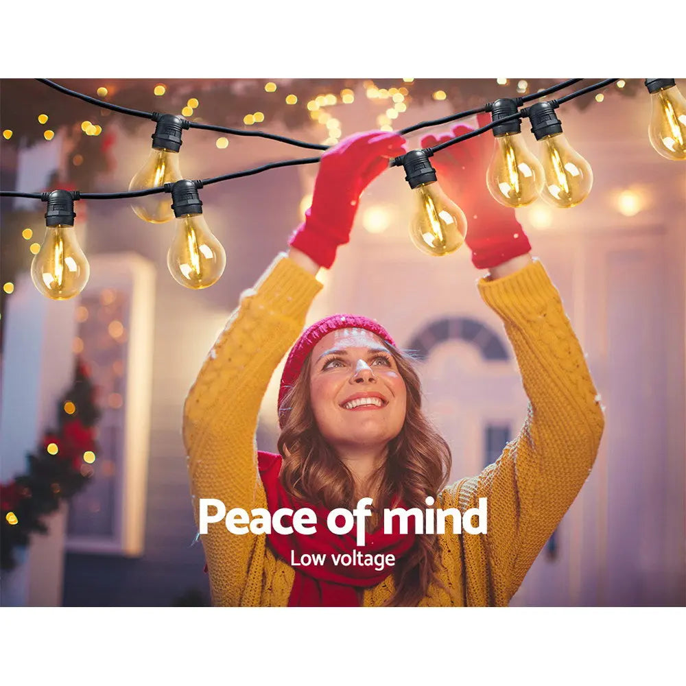 41m LED Festoon String Lights – Outdoor Garden, Wedding, Party, Christmas Decorations