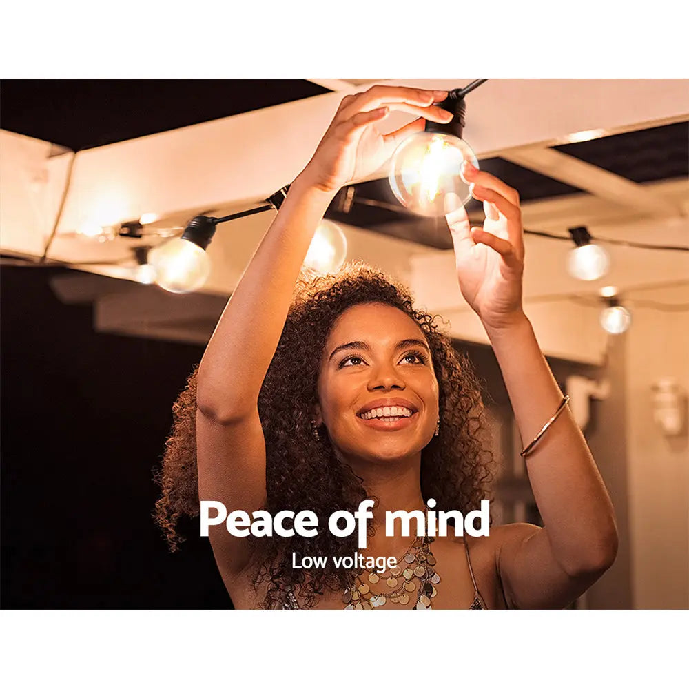 77m LED Jingle Jollys Festoon Lights – Outdoor Garden, Wedding, Party, Christmas Decorations