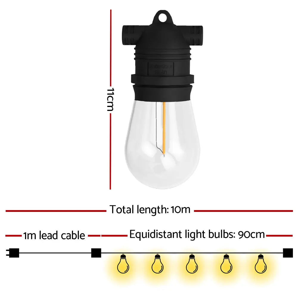10m Festoon Lights – Outdoor Garden, Wedding, Party, Christmas Decorations