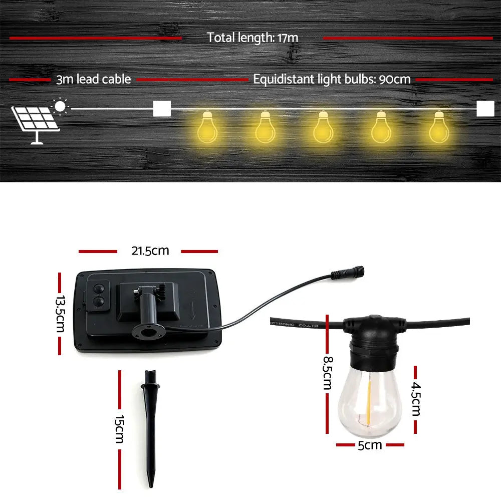 17m Solar Festoon Lights – Outdoor Garden, Wedding, Party, Christmas Decorations