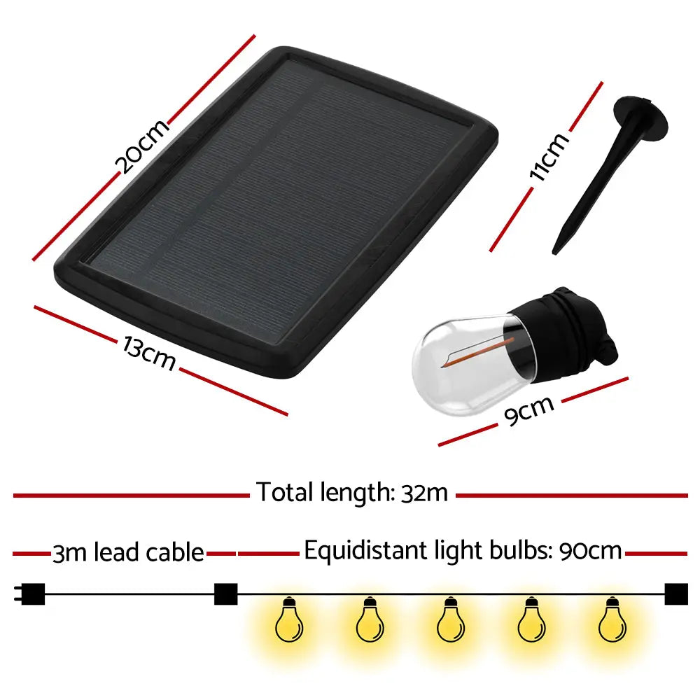 32m Solar Festoon Lights – Outdoor Garden, Wedding, Party, Christmas Decorations