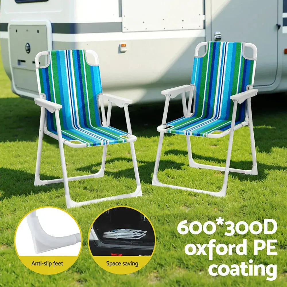 Gardeon Outdoor Chairs Folding Camping Chair Steel Portable Patio Furniture - BBQ Backyard Supply Co